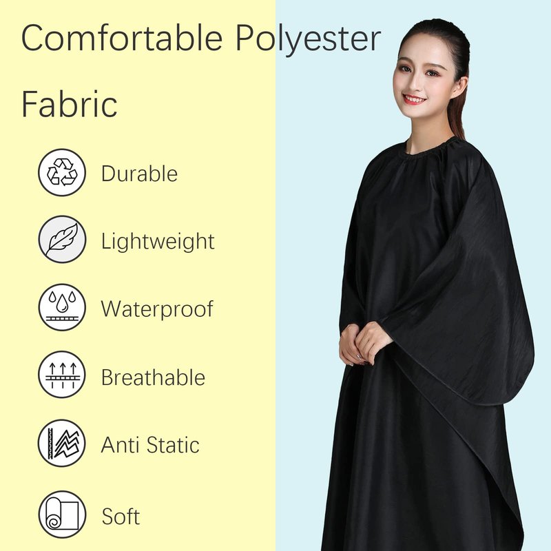 Iusmnur Barber Cape, Professional Hair Cutting Cape with Adjustable Metal Clip, Waterproof Haircut Salon Supplies for Hairdresser Styling & Home - 55 x 63 inches (Black)