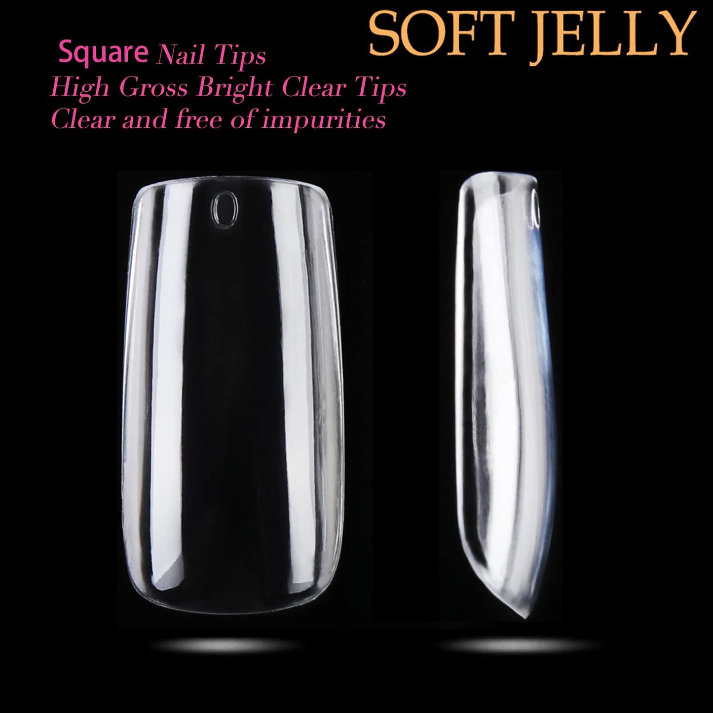 UNA GELLA Medium Square Nail Tips, 504pcs Square Gel Nail Tips 12 Sizes Full Cover Acrylic Clear Fake Nails for Nails Extension Salon Home DIY Art