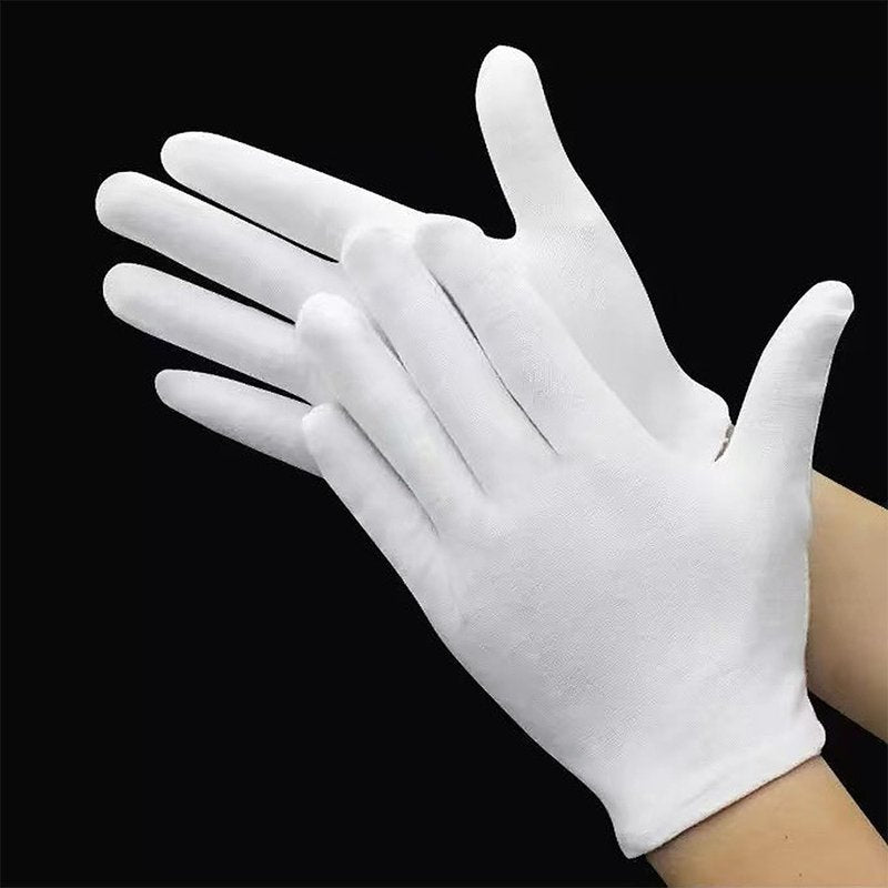 Skiennix Cotton Gloves - 12 Pairs for Eczema Relief | Breathable Moisturizing Spa & Jewelry Inspection | Medium Size