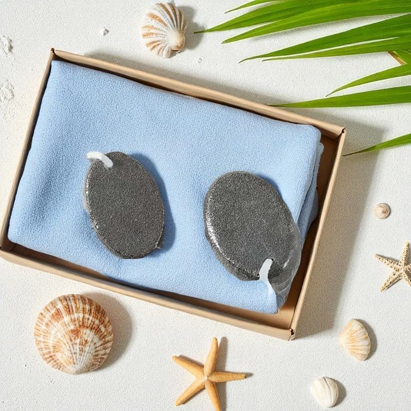 Skiennix 2-Pack Black Oval Pumice Stones - Natural Lava Callus & Corn Remover for Smooth Heels