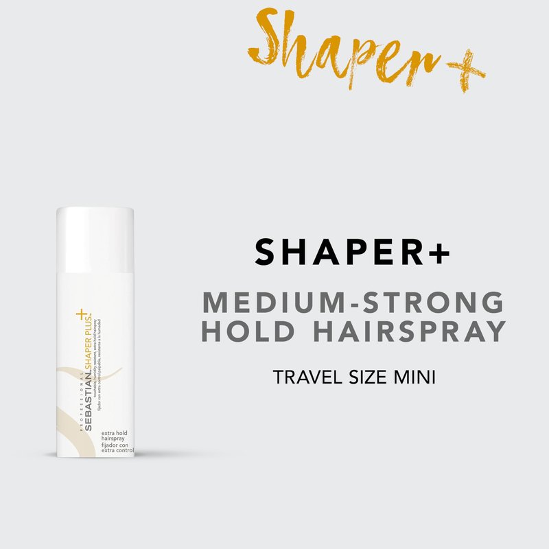 Sebastian Professional Shaper Plus Mini Hairspray, 50% VOC | Humidity Resistant, Extra Hold | Travel Size, 1.5 oz