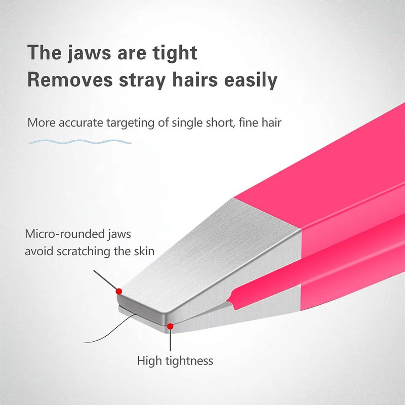 Derlaier Tweezers Set Professional High Precision Stainless Steel Eyebrow Remover Ingrown Hair & Splinter Removal Kit Facial Hair Grooming Tools for Men Women Pink 4 Pcs