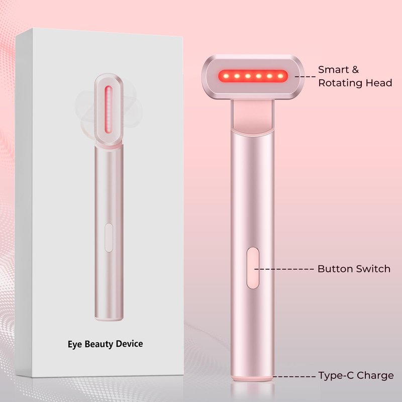 4-in-1 Light-Therapy-Wand,Red Light Therapy for Face and Neck - Microcurrent Facial Device for Anti-Aging - Face & Eye Massager Skincare (2 Colors led Light)