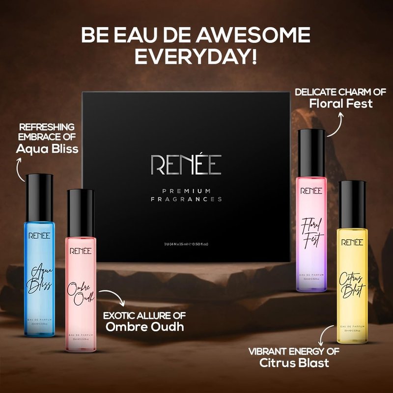 RENEE Premium Fragrance Gift Set - Eau De Parfum Collection | 4 Travel-Friendly Mini Perfumes for Women, 0.50 fl oz Each