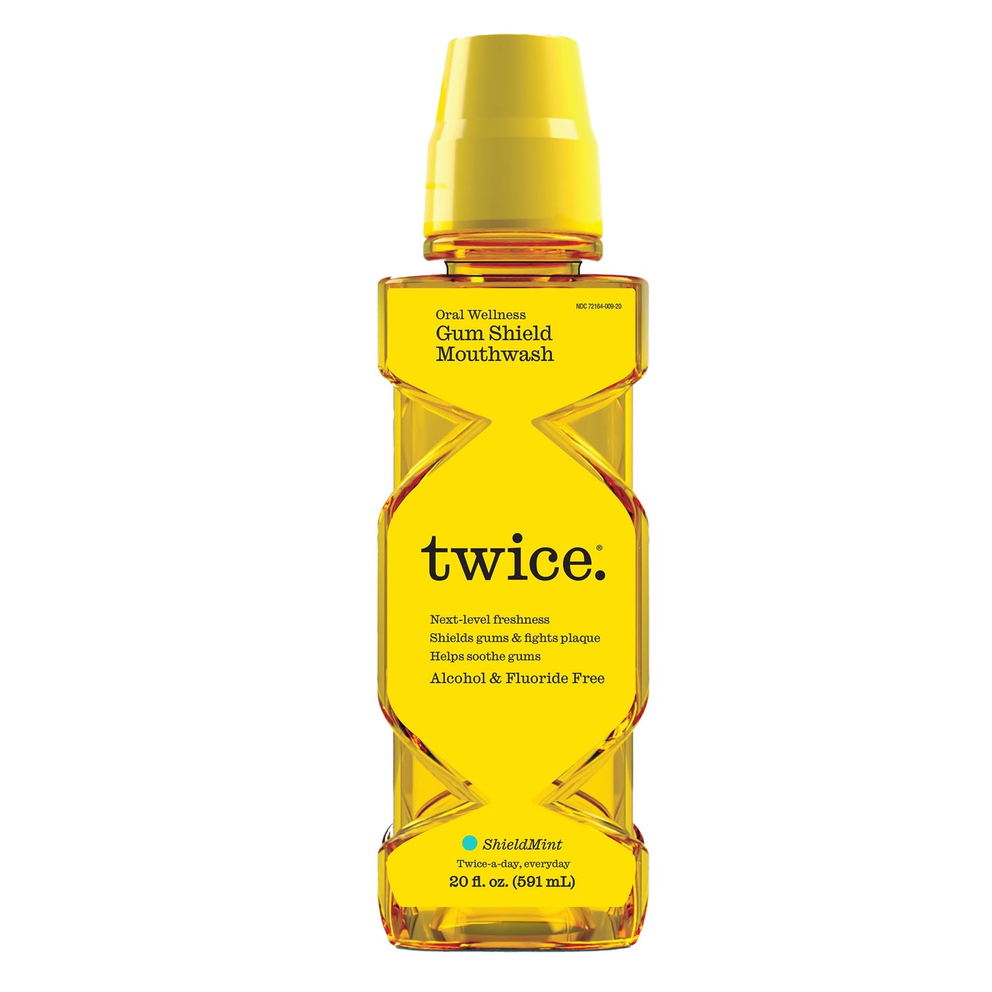 Twice Gum Shield Antigingivitis Mouthwash with 0.05% CPC – Alcohol & Fluoride-Free Oral Rinse to Help Prevent Gingivitis & Control Plaque, Shield Mint, 20 Fl Oz