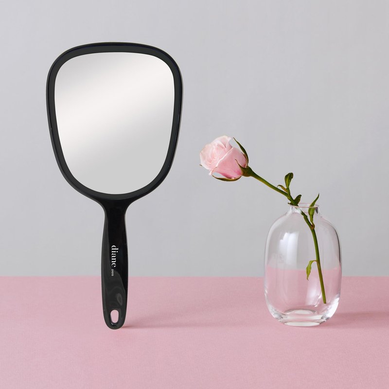 Diane Hand Mirror – Standard 1X Magnification Hand Held Mirror, Single Sided Vanity Makeup Mirror for Women, Men, Salon, Barber, Shaving, and Travel, Medium 5" x 11" In Black
