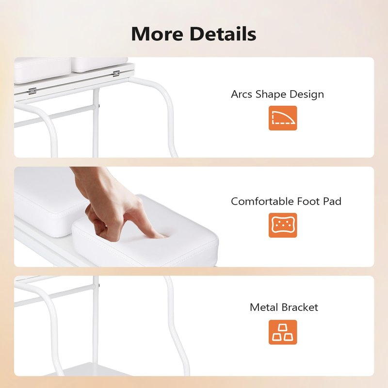 OmySalon Pedicure Cart Foot Bath Trolley, Portable Salon Nail Esthetician Rolling Cart, Adjustable Manicure & Foot Massage Stool w/PU Cushion, Locking Wheels, for Spa, Salon & Home (White)