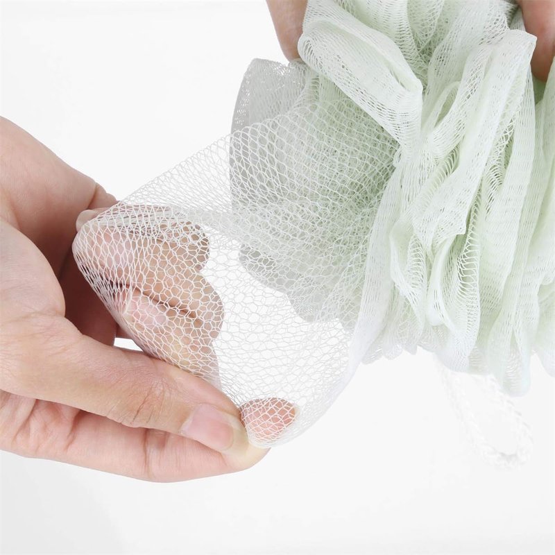 60g Large Bath Flower，4 Pack Mesh Pouf Bath Sponge - Mesh Loofah Body Exfoliating Shower Ball Shower Sponge