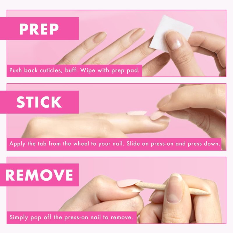 Olive & June Classic Super Stick Mani Press On Nails | No Glue Needed | 32 Tab Nails 16 Sizes | Non-Toxic Tabs Non-Damaging 7-Day Wear | Spring Flowers & Patterns | Short, Round | Rink Pastel Blue