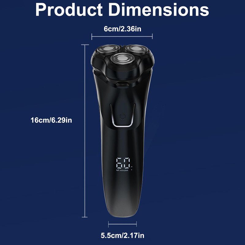 Electric Razor for Men Cordless: Wet/Dry Rotary Shaver Waterproof - USB Fast Charging, Precision Blades Sensitive Skin Care, Pop-up Trimmer Upgraded Elegant Black