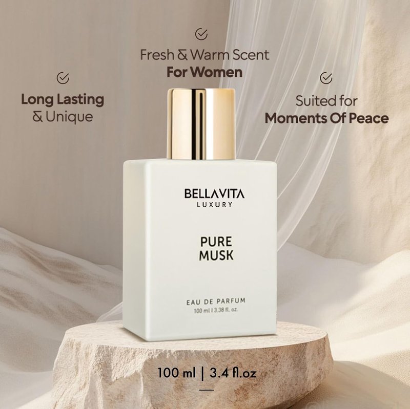 Bellavita Luxury Pure Musk Eau de Parfum - Long Lasting Unisex Fragrance | 100 ml | Floral & Woody Notes