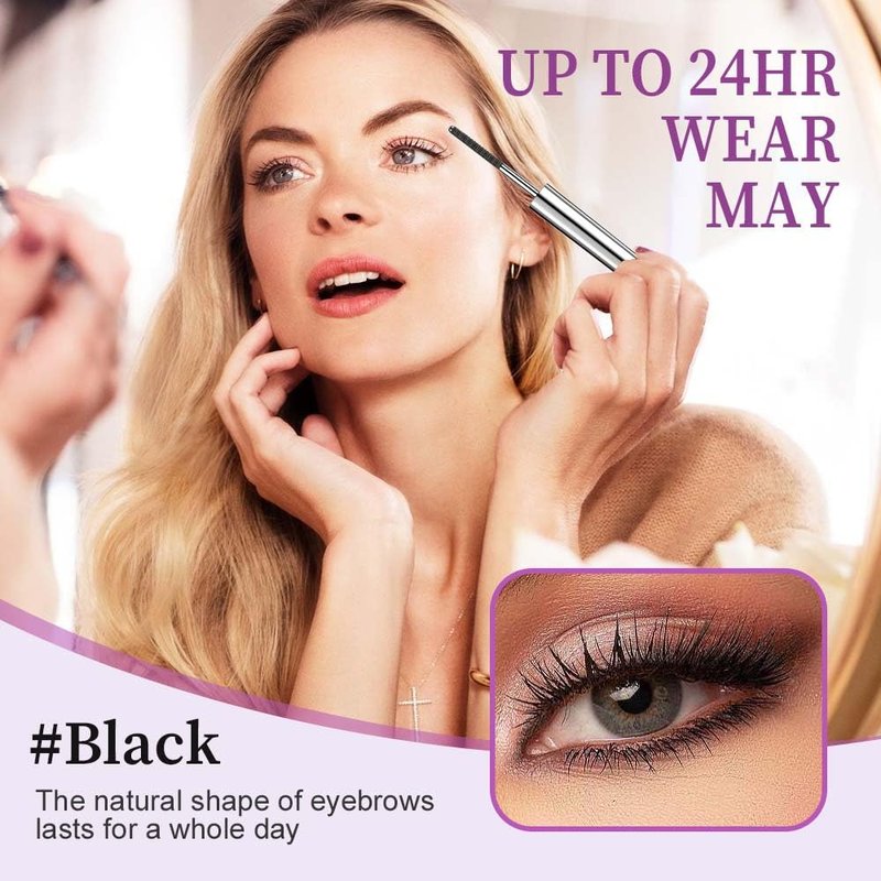 Metal Wand Waterproof Mascara - Tubular Eyelash Primer for Long-Lasting, Smudge-Proof Natural Length | Black & Brown