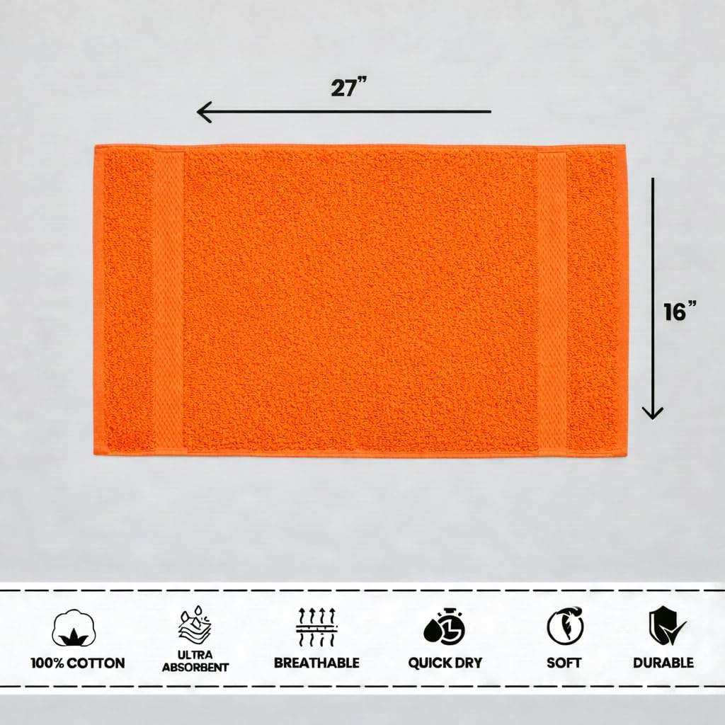 The Holy South 16x27 | 3-Pack | Quick Absorbent & Dry, 100% Cotton | Terry Hand Towels, for Bathroom, Fitness, Gym, Spa, Nail Salon Hand and Face Towels (Orange) 3 Count