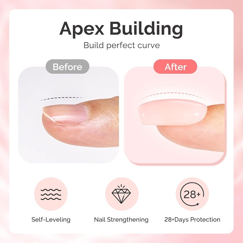 MelodySusie 2PCS 15ML Nude Builder Nail Base Gel - Thickening Soak Off UV Extension Gel for DIY Nail Art