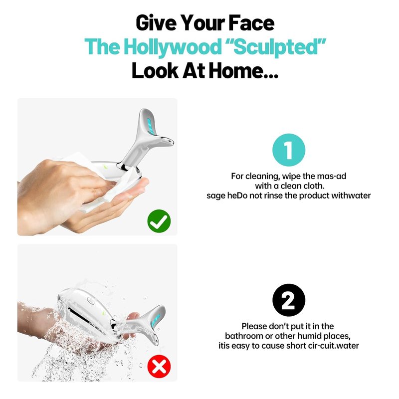 Red Light Therapy Device - LED Face Massager for Skin Rejuvenation | White, 7 Light Settings
