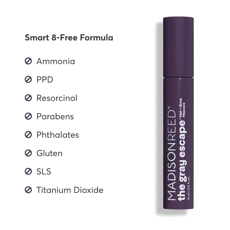 Madison Reed Gray Escape Hair & Brow Mascara - Quick-Dry, All-Day Coverage | Medium Brown - 15mL