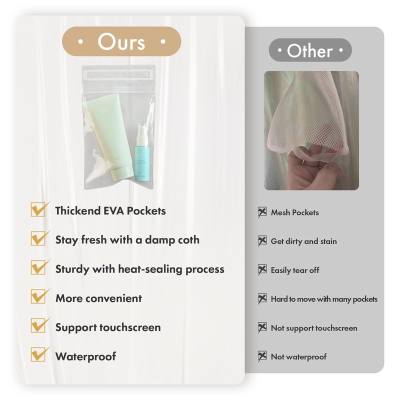 AmazerBath Shower Curtain Liner with 2 Weights Pockets, 72x72 Innovative No Blowing Plastic Frosted Shower Liner with 2 Weighted EVA Pockets & 3 Magnets, Waterproof Shower Curtain for Bathroom Stall