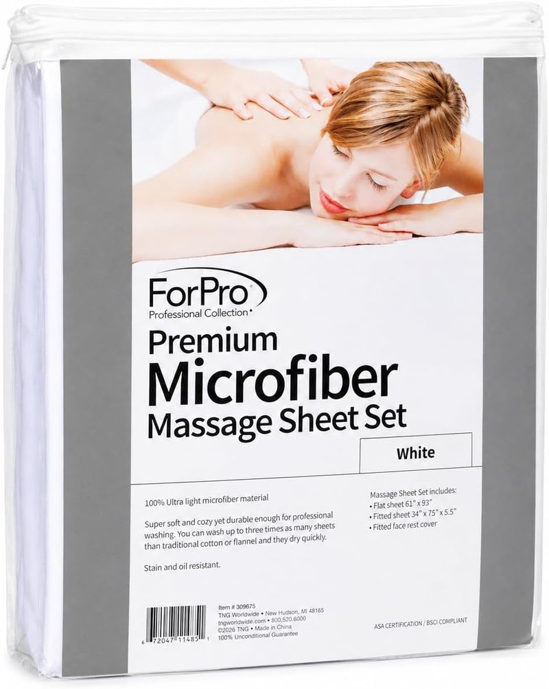 ForPro Professional Collection Microfiber Massage Sheet Set - Ultra-Light, Stain & Wrinkle-Resistant, White | 3-Piece Set