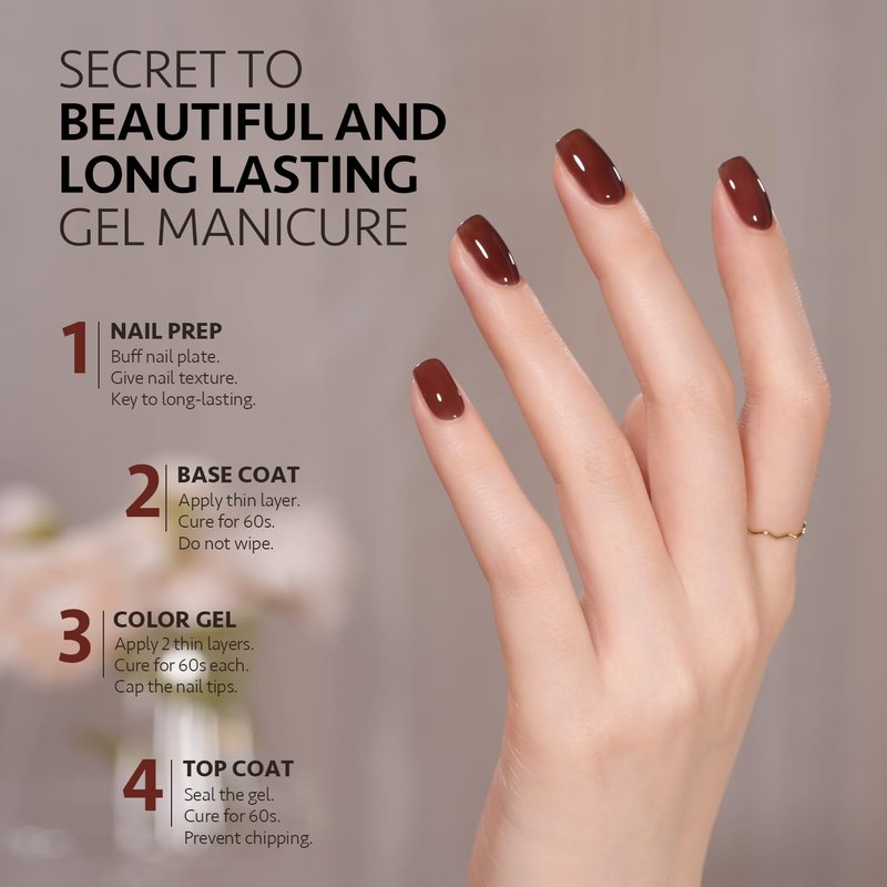 GAOY Jelly Brown Gel Nail Polish, 16ml Sheer Natural Translucent Soak Off Gel Polish, UV Light Cure for Nail Art DIY, 2067 Chestnut Jam