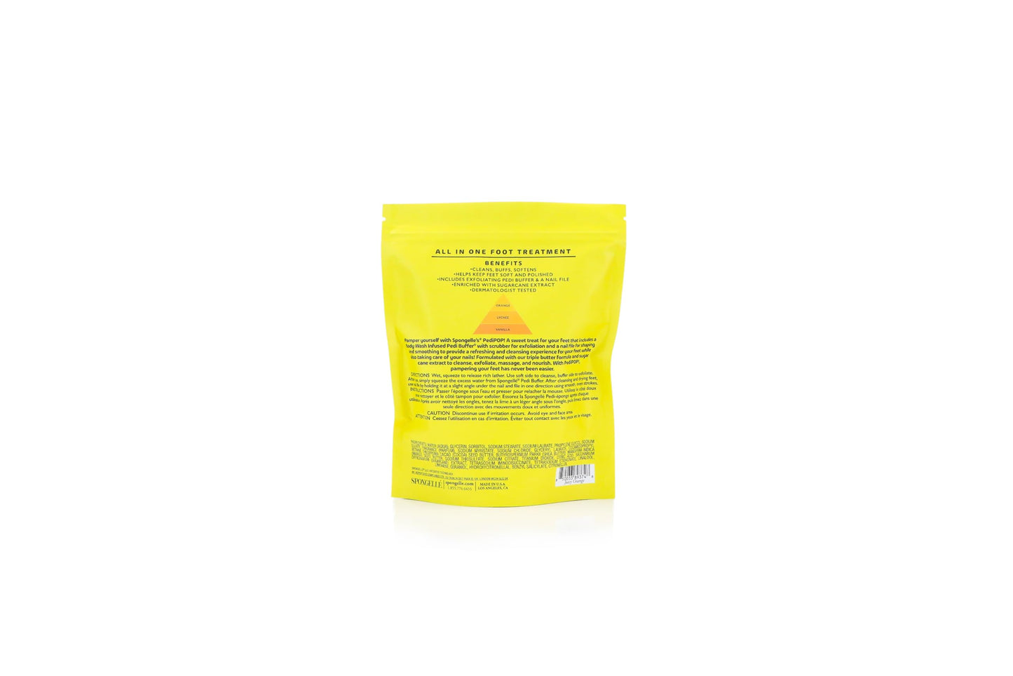 Spongellé Juicy Orange PediPOP! Pedi Buffer & Nail File | All-in-One Pedicure Treatment | Exfoliates, Softens & Cleanses | 30+ Washes | Vegan & Cruelty-Free