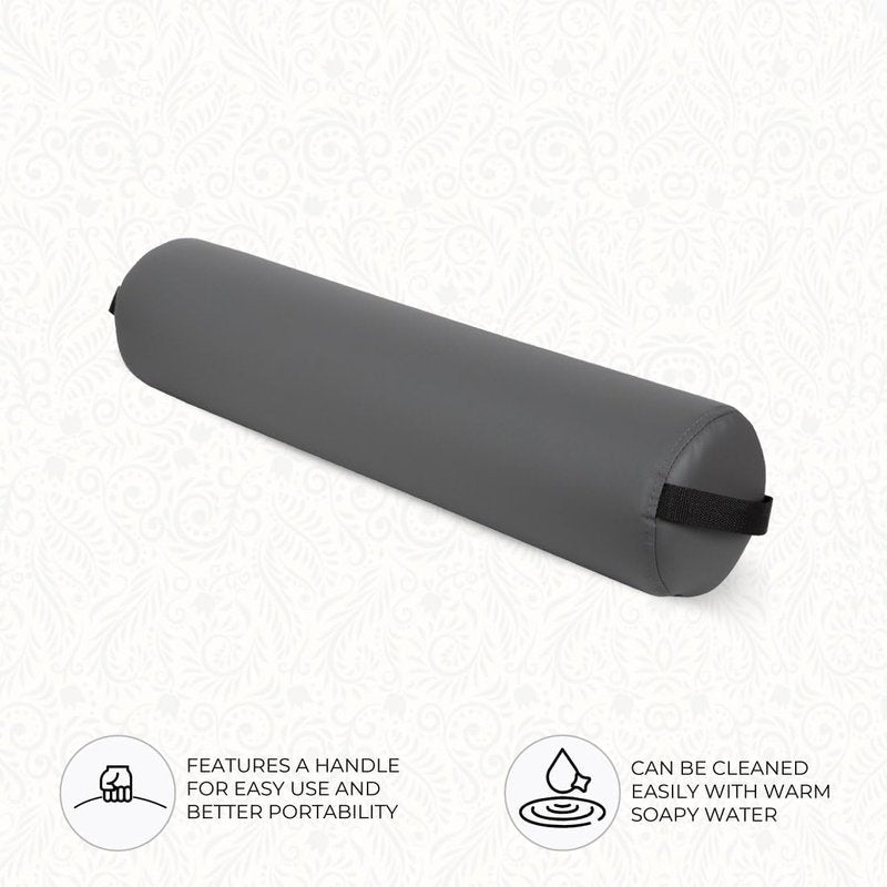 ForPro Full Round Bolster Pillow - Cool Grey, Oil & Stain-Resistant for Massage & Yoga, 6” R x 26” L