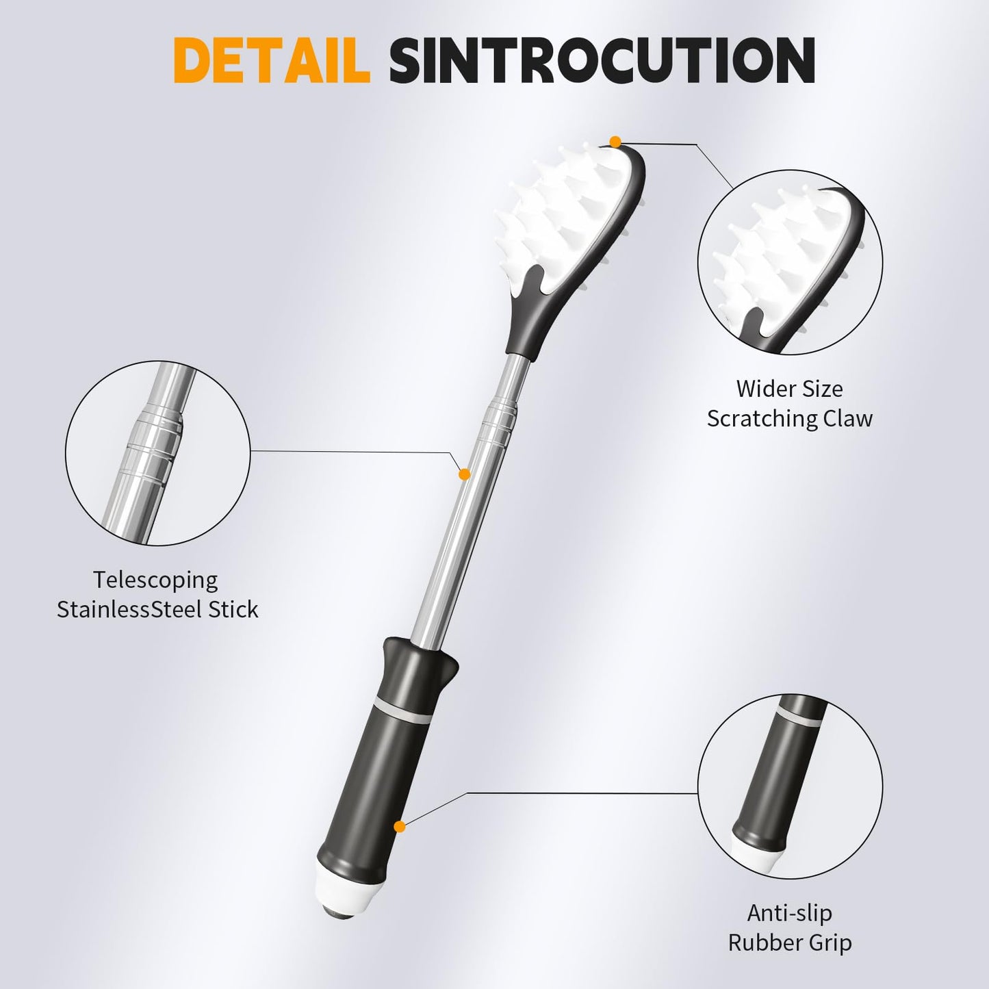 iunxkmi Back Scratcher for Adults 23.5 inches | Back Itch Relieve | Extendable Scratcher for Men Women Portable and Lightweight Black