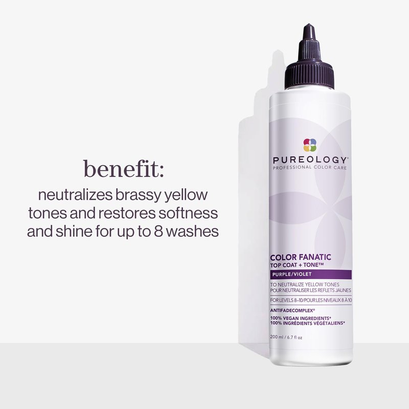 Pureology Color Fanatic Top Coat + Tone Purple, Pre-lightened light blonde to dark blonde, Rose, floral ginger & cedarwood, 6.7 fl. oz.