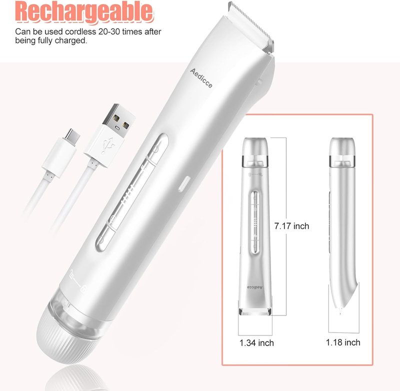 Bikini Trimmer for Women - 2-in-1 Electric Shaver & Razor | IPX7 Waterproof, Rechargeable Hair Removal for Body & Face