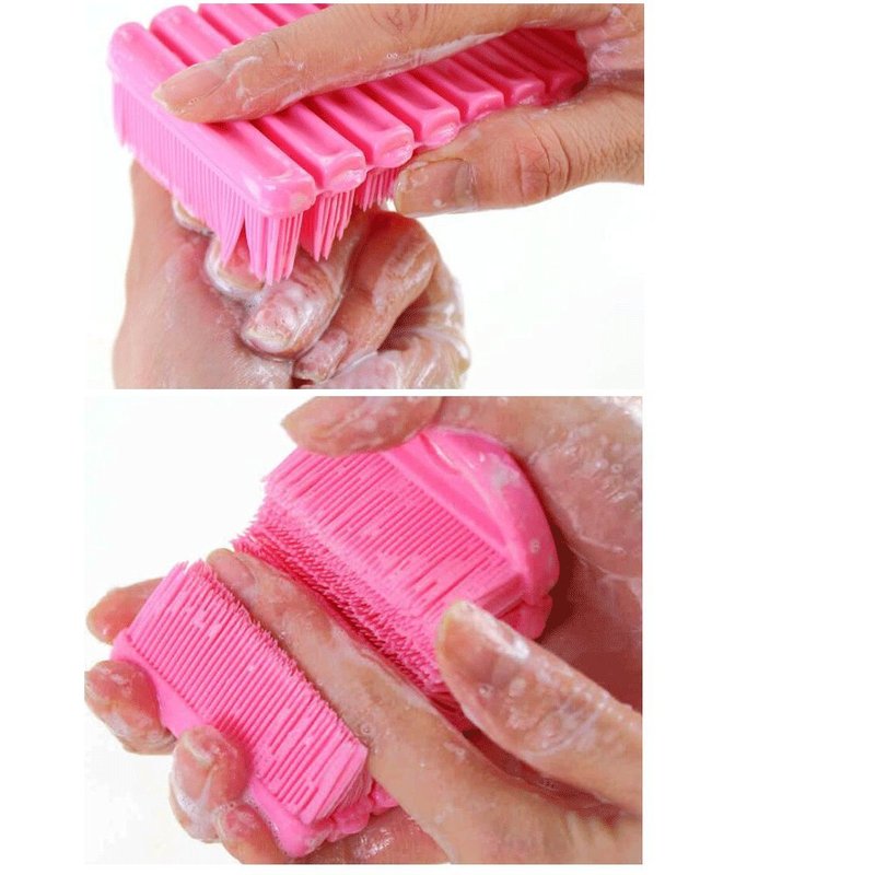 JINCH Nail Scrubber Brush Kids, Finger Nails Scrub Scrubbing Cleaning Brushes with Soft Bristle for Baby Children, Cute Animal Style and 2 Colors Choice (Pink)