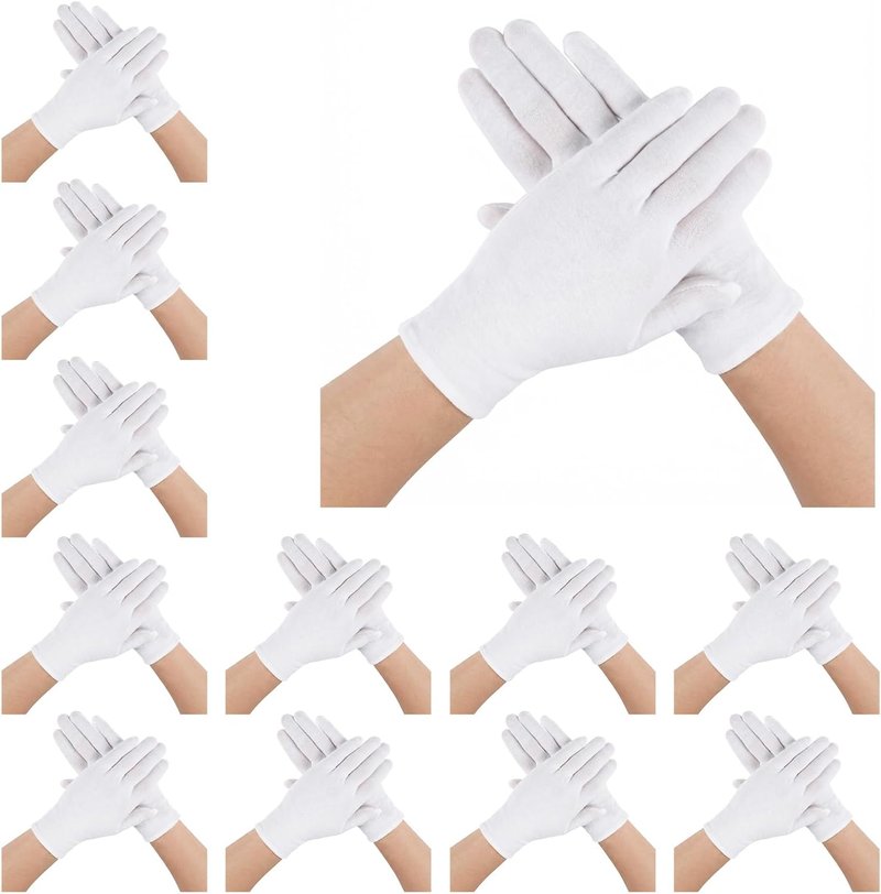 Skiennix 12 Pair White Cotton Gloves - Moisturizing Gloves for Dry Hands | Eczema & Spa Use