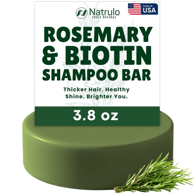 Rosemary Biotin Shampoo Bar – Hair Growth & Hair Thickening Shampoo for Women & Men – Solid Shampoo Bar for Thinning Hair, Deep Cleansing Scalp Care – Natural, Zero Plastic, Made in USA