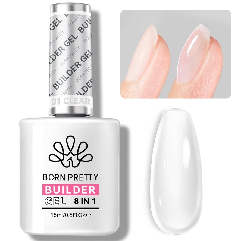 BORN PRETTY Builder Gel - 8-in-1 Clear Nail Gel for Apex & Extensions | 15ml Strengthener
