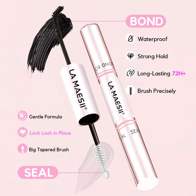 Lash Bond and Seal Remover Kit Waterproof Lash Cluster Glue with Strong Hold Eyelash Adhesive and Remover Non-Irritating Lash Glue Kit (10ML+5ML)