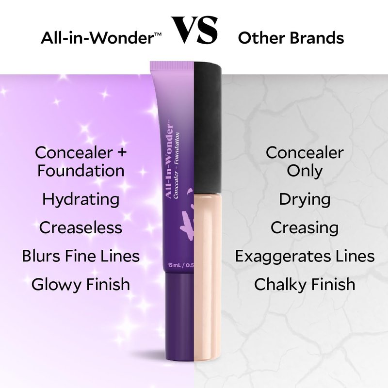 Fièra All-In-Wonder™ Concealer + Foundation – Full-Coverage, Crease-Proof, Hydrating Formula for Mature Skin, Blurs Fine Lines & Dark Circles, Radiant Second-Skin Finish – Bisque, 0.5 FL. OZ. / 15 ML