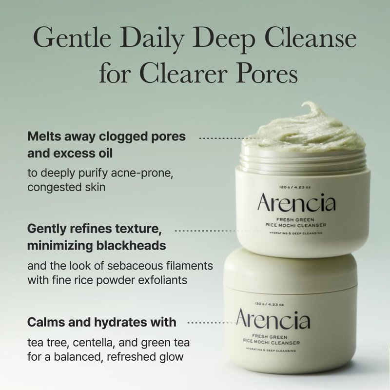 Arencia Korean Rice Mochi Face Cleanser - Gentle All-in-One Face Wash for Deep Cleansing & Moisturizing | Acne-Prone Skin, 150ml