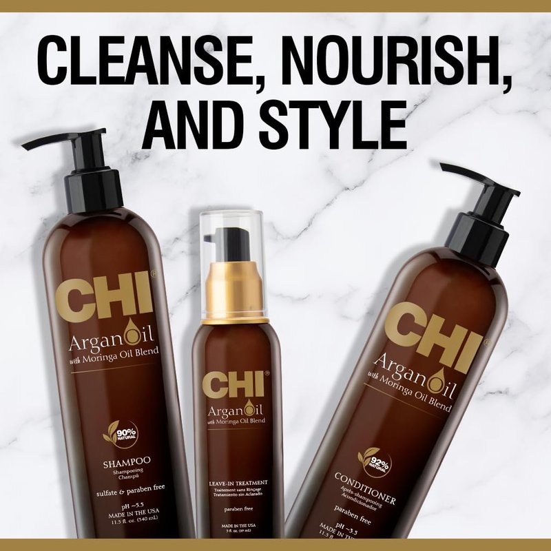 CHI Argan Oil Luxe Trio Kit - Shampoo, Conditioner & Moringa Oil | 11 fl. oz. Set of 3