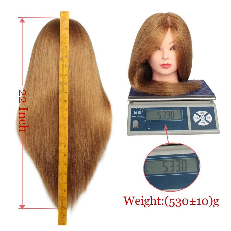 Mannequin Head with Human Hair 22-24 Inch Cosmetology Manikin Doll Head with 60% Blonde Real Hair for Hairstylists Cosmetology Students Practice Styling with Clamp Holder
