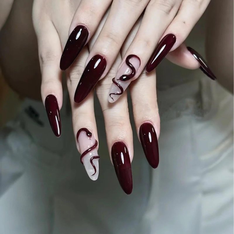 COSMOO 15ml Dark Red Quick Dry Nail Polish, Brown Red Chip-Resistant Nail Lacquer for Nail Art