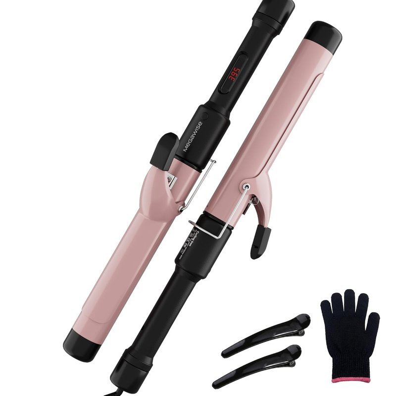 MEGAWISE Unlock Your Hair's Potential with MegaWise Pro Curling Iron: 1 1/4 inch Ceramic Barrel, 60s Fast Heating, Anti-Scald Grip, and Complete Styling Kit for Effortless Glamour!