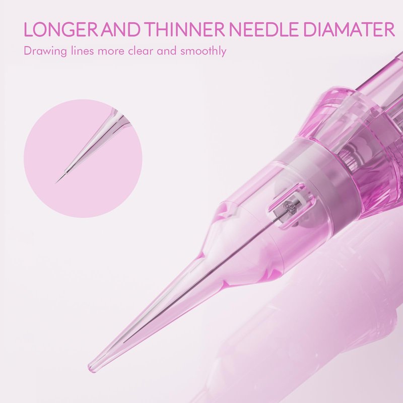 BIOMASER PINKY Pro Tattoo Cartridge Needles, 3RL Tattoo Cartridges Round Liner, 20 count Professional Disposable Tattoo Needles with Membrane for Tattooing Permanent Eyebwow,lip,Hair Scalp(1003RL)