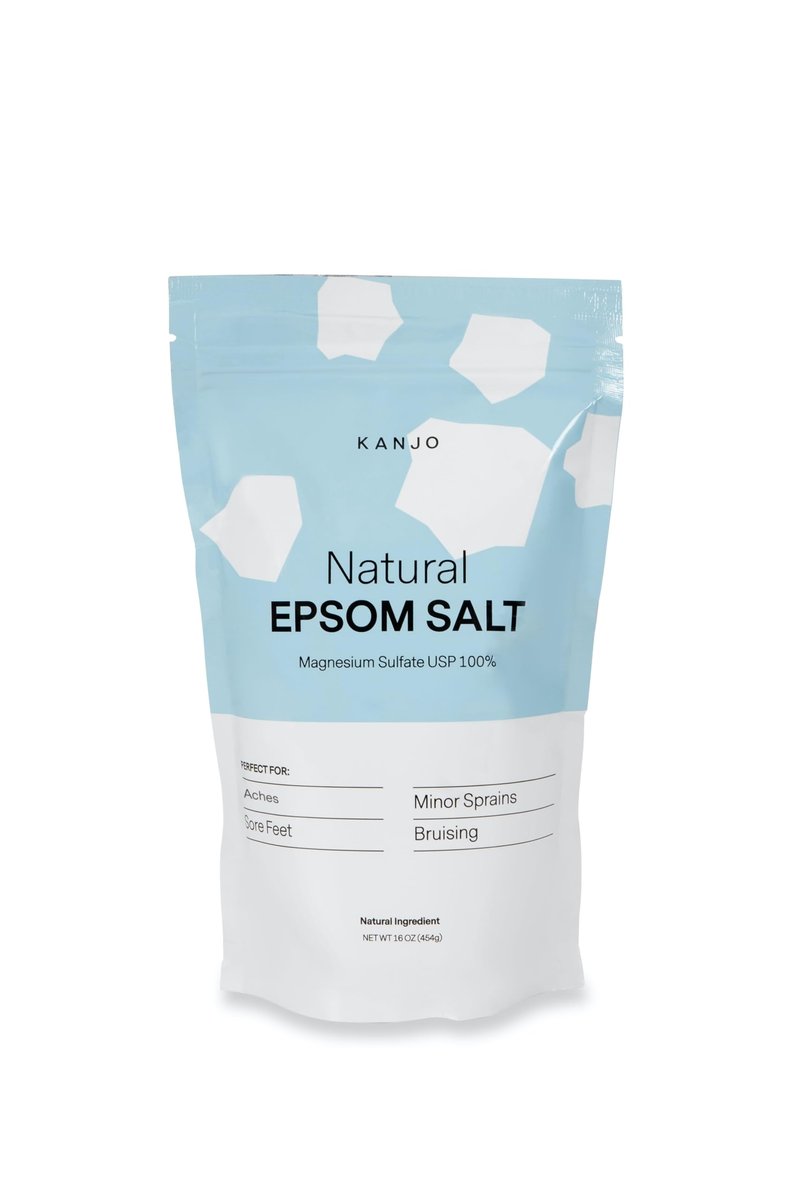 Kanjo Natural Epsom Salt | 100% Pure Magnesium Sulfate Bath Salt | Natural Epsom Salt Soak for Muscles, Joints, Feet | Unscented | 16 oz Bag