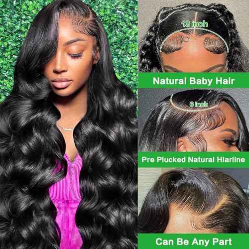 GABRIELLE 20 Inch 13x6 Lace Front Body Wave Wig HD Lace Frontal Wigs Human Hair 200 Density Pre Plucked Lace Front Wig with Baby Hair Glueless Wigs for Women Natural Color