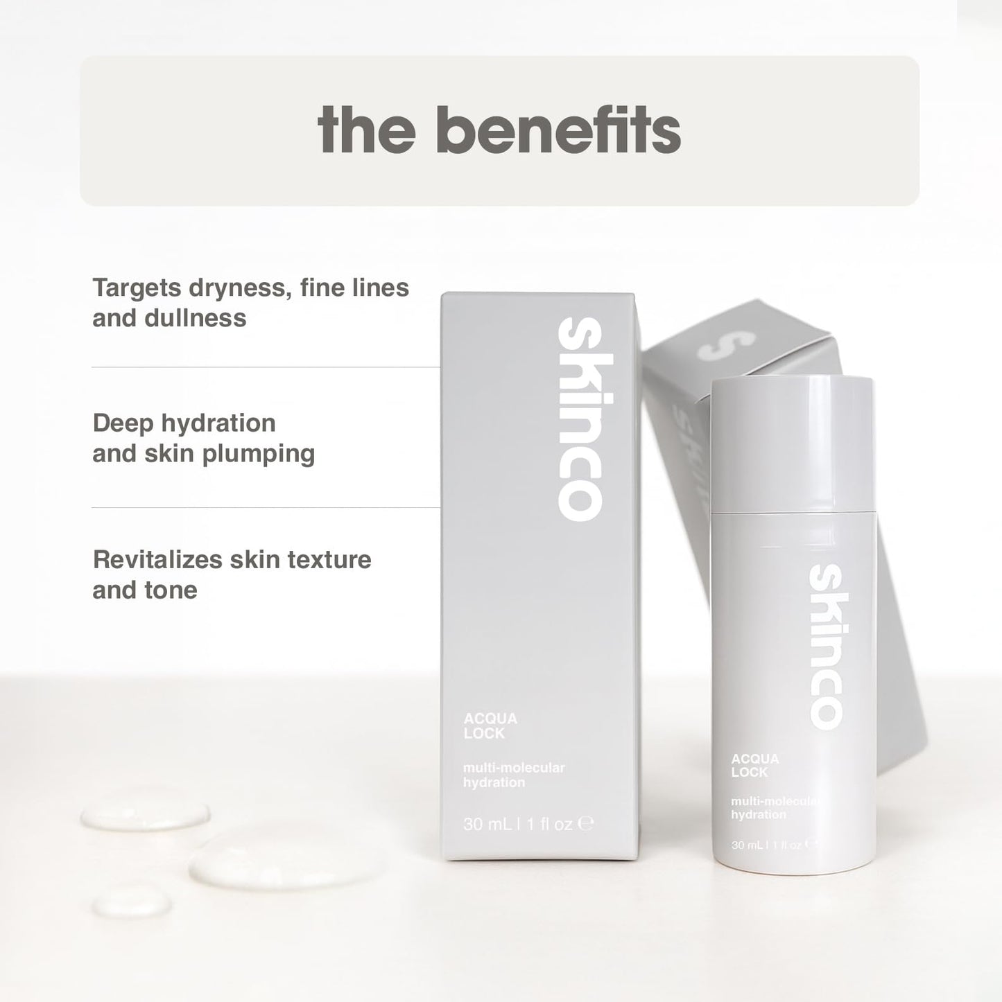 Skinco Aqua Lock Advanced Hyaluronic Acid Serum – Multi-Molecular Hydration with Aloe, Green Tea & Vitamin E | Plumps, Moisturizes & Soothes Skin (1 fl oz)