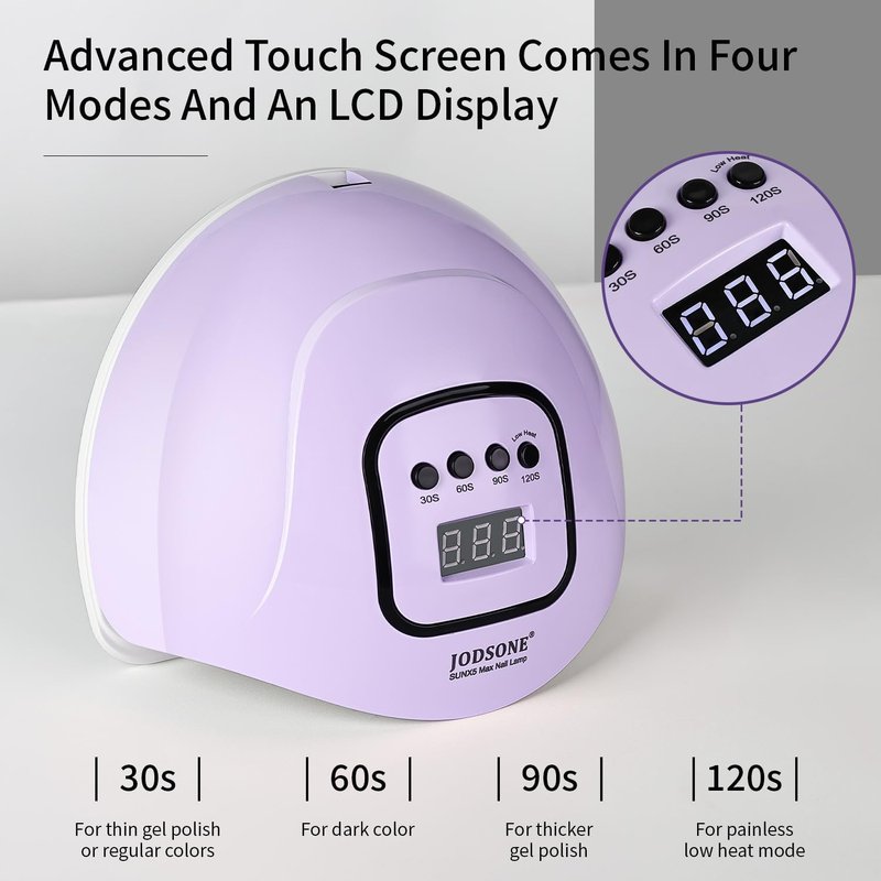 JODSONE U V LED Nail Lamp, Nail Dryer for Gel Polish with Led Light with Automatic Sensor & 4 Timers Purple