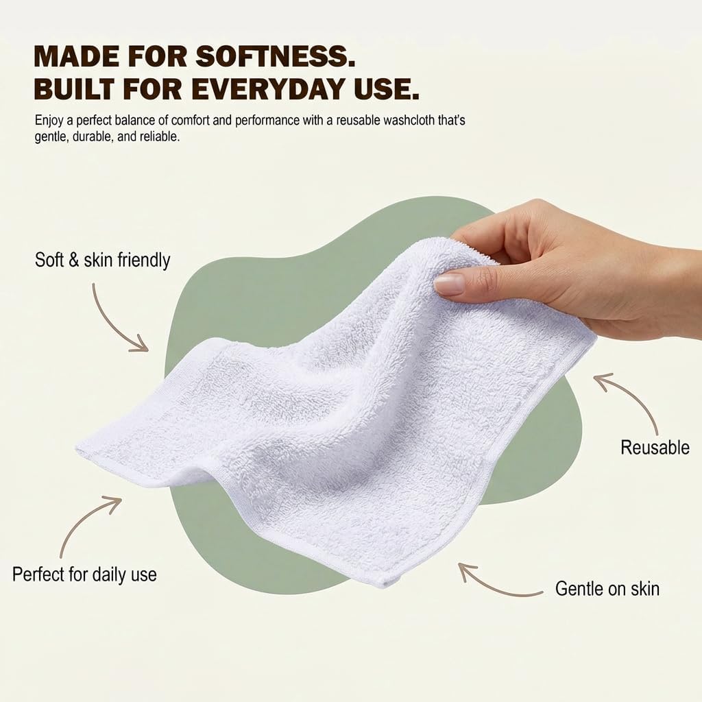 Utopia Towels | 60-Pack Cotton Washcloths Set - Premium Flannel, Highly Absorbent, Soft Fingertip Towels, White