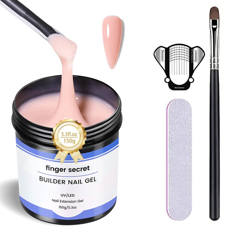 Builder Gel for Nails - Hard Gel for Nail Extensions & 3D Sculpting | White, Transparent, Pink, Nude - 5.3 fl oz (150 g)