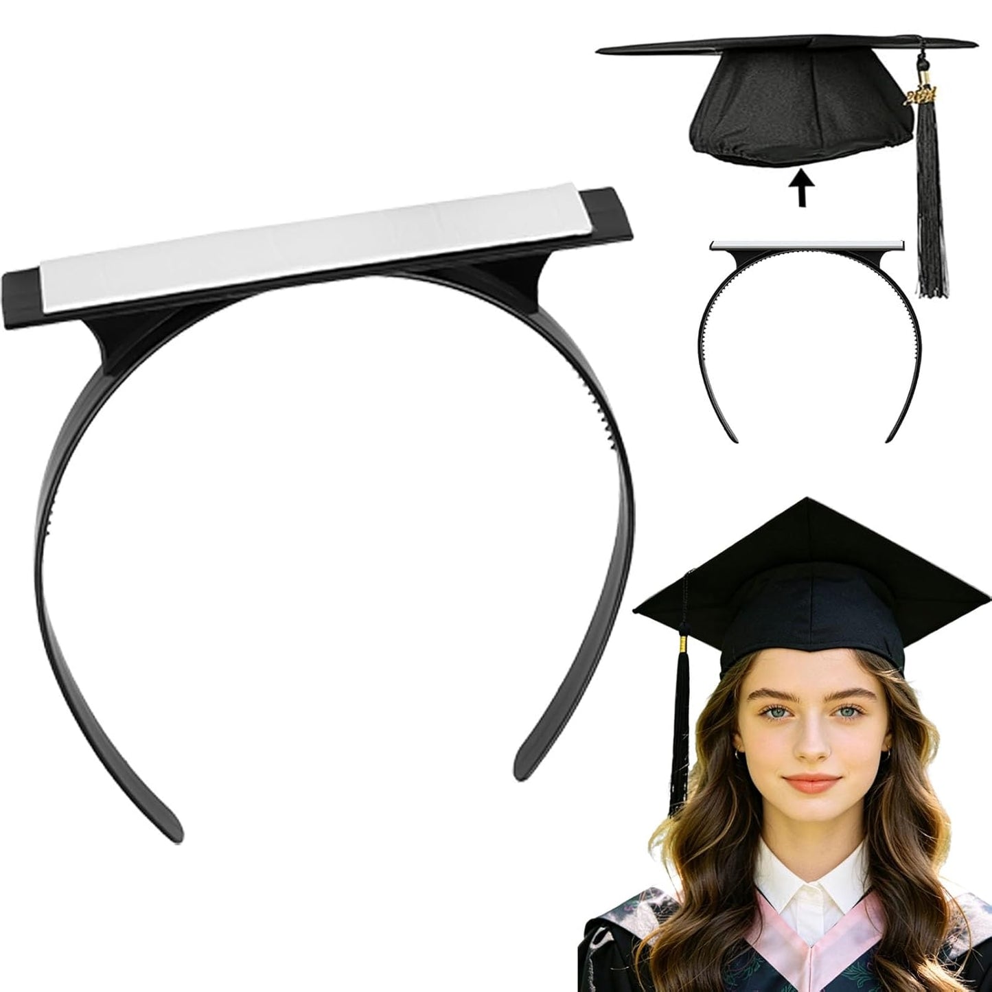 Totelux Graduation Cap Headband, Grad Cap Headband Insert, Anti-fall Hairband, Secure Graduation Hat Accessories for Graduates Students Women