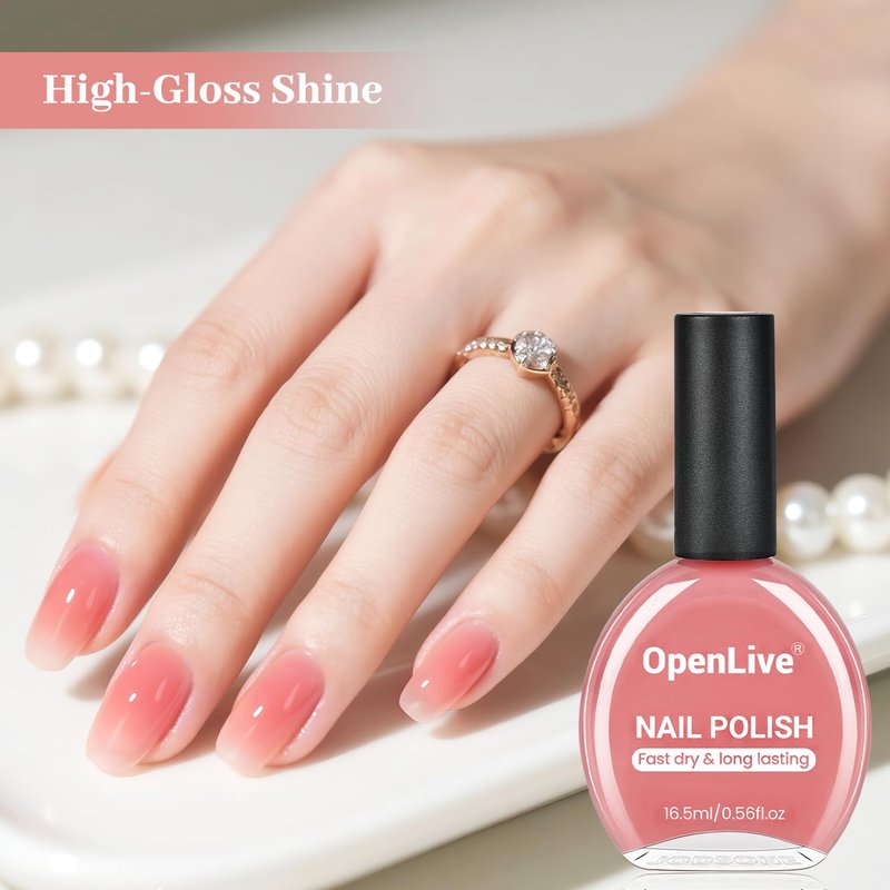 OpenLive 16.5ml Jelly Pink Nail Polish Large Volume Quick Dry Nail Polish, Long Lasting Shine, Fingernail Toenail Nail Art DIY Home Travel Nail Art Gift