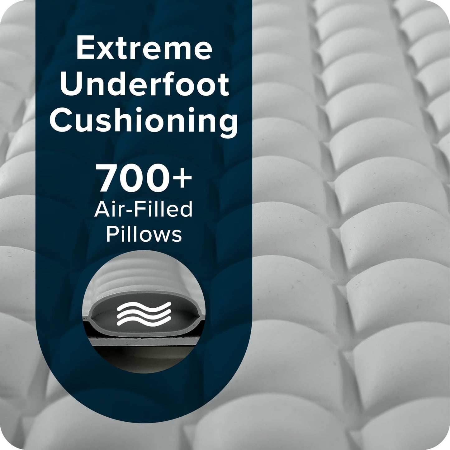 SlipX Solutions Pillow Top Cushioned Bath Mat, Non Slip Comfort Underfoot, 700 Air-Filled Pillows, Soft Shower Mat, Strong Suction Cups, Gray, 27" x 15.5"