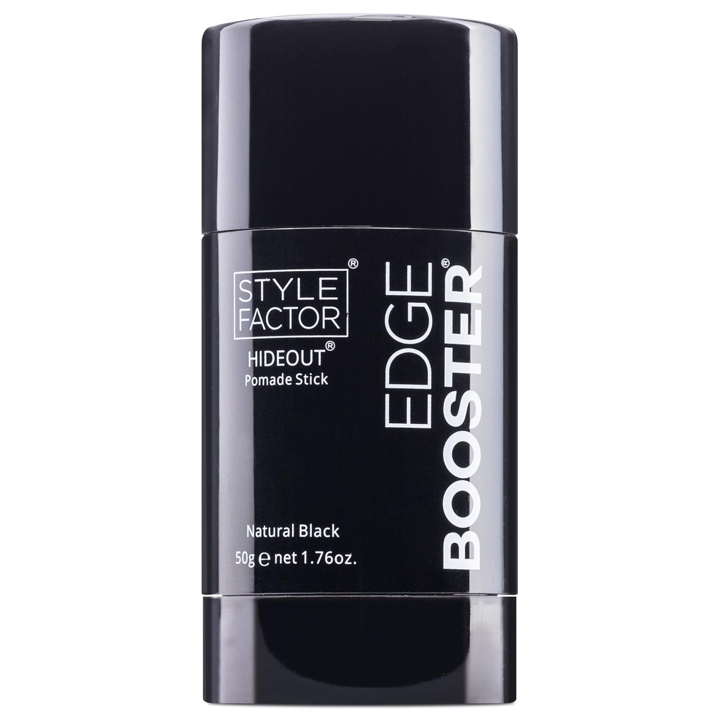 Style Factor EDGE BOOSTER Hideout Hair Pomade Stick | Strong Hold & Edge Concealer for Flyaways, Hair & Roots | Sleek Buns, Ponytails & Color Coverage | Black | 1.76oz